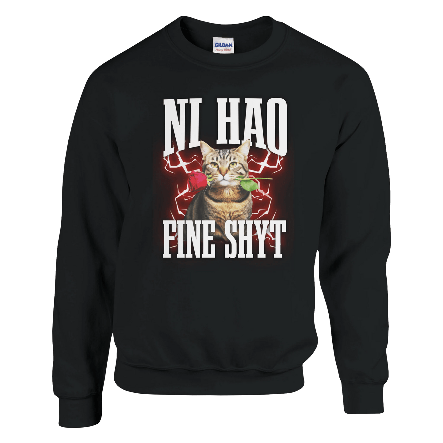 "Ni Hao Fine Shyt" Crewneck Sweatshirt | Gildan® 18000 Meme T-Shirt | StalBea