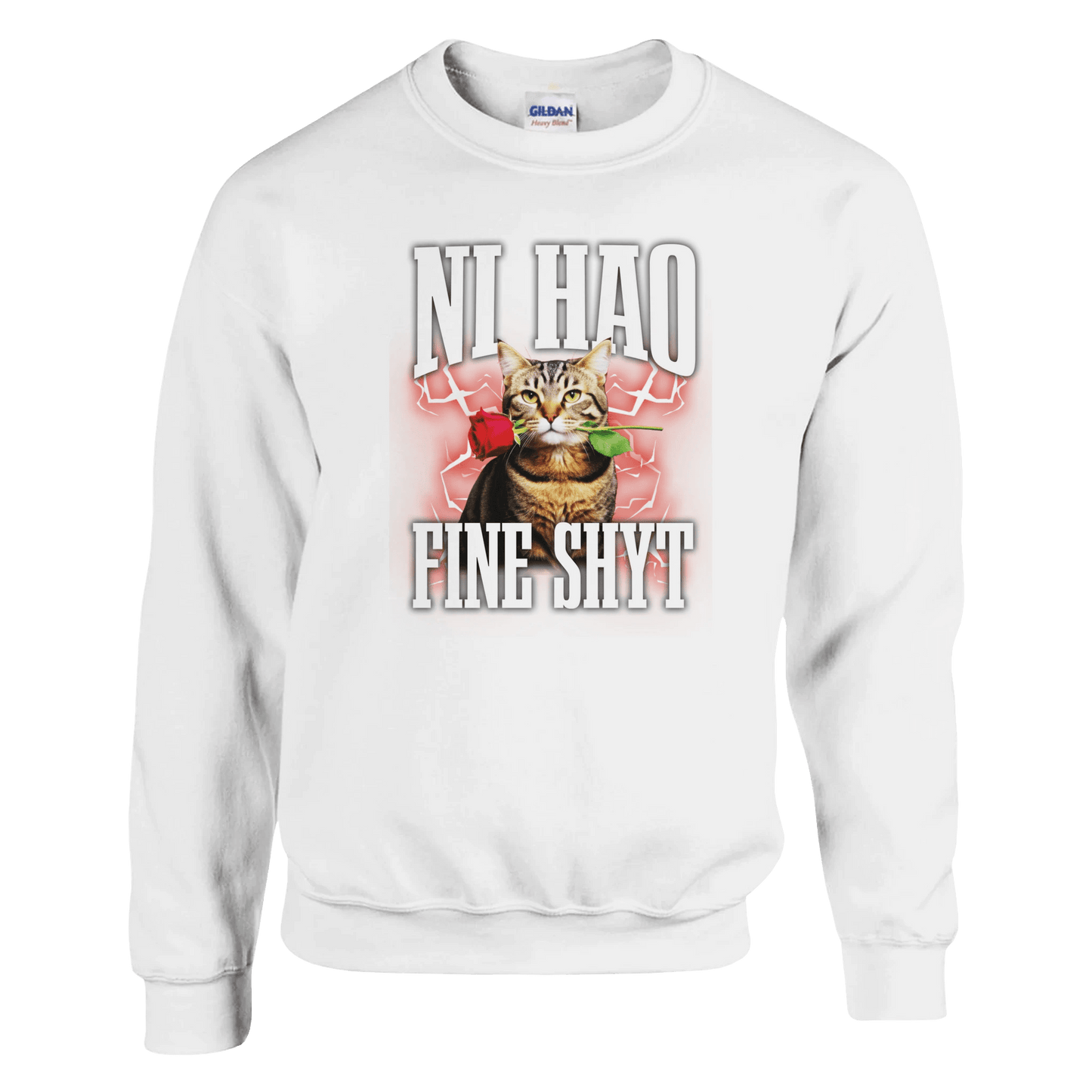 "Ni Hao Fine Shyt" Crewneck Sweatshirt | Gildan® 18000 Meme T-Shirt | StalBea