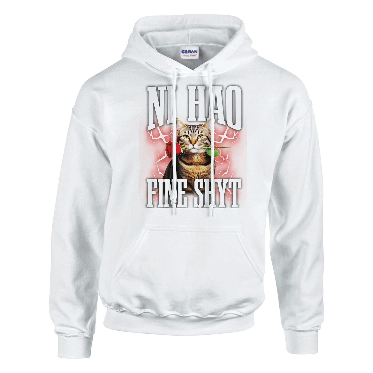 "Ni Hao Fine Shyt" Pullover Hoodie | Gildan® 18500 Meme T-Shirt | StalBea
