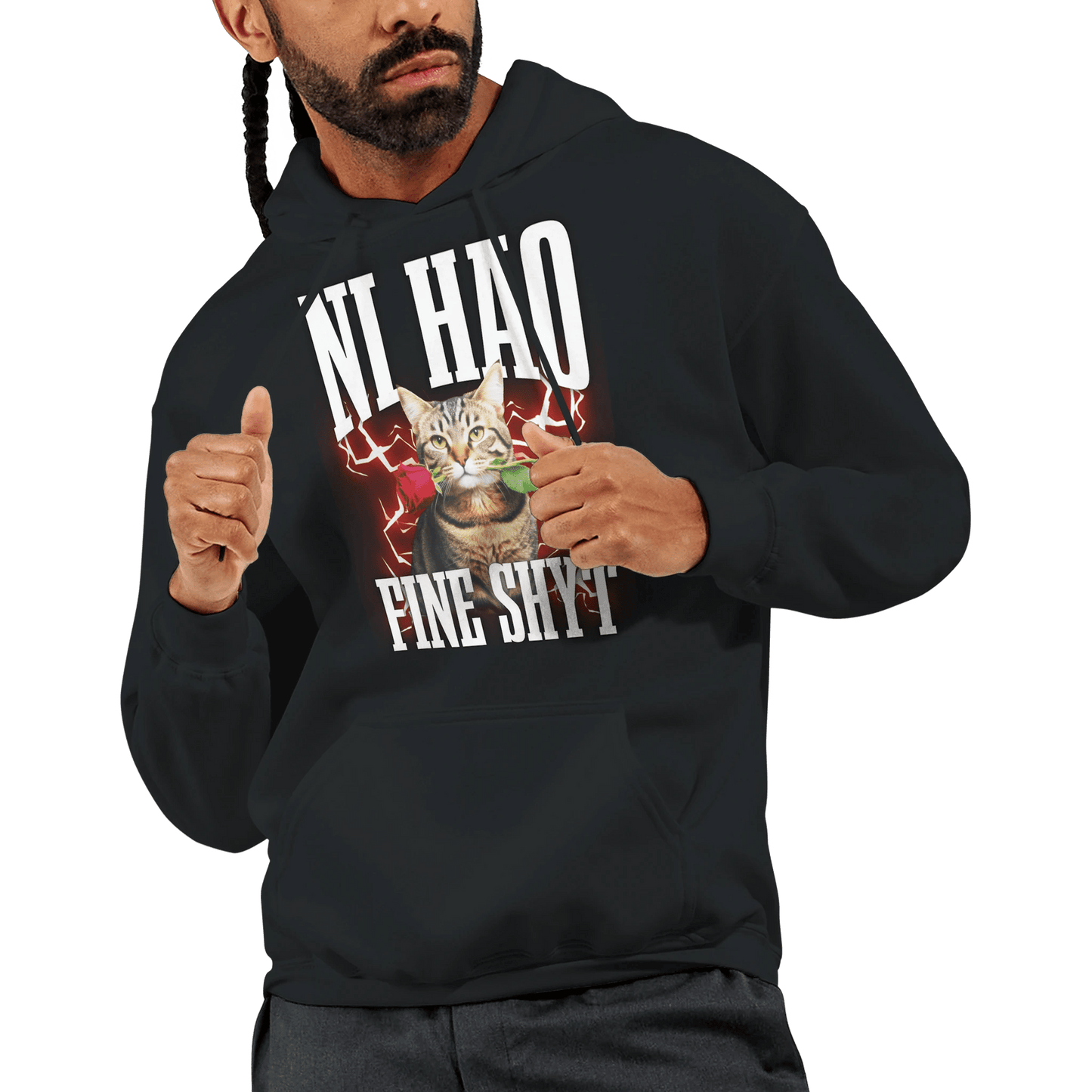 "Ni Hao Fine Shyt" Pullover Hoodie | Gildan® 18500 Meme T-Shirt | StalBea