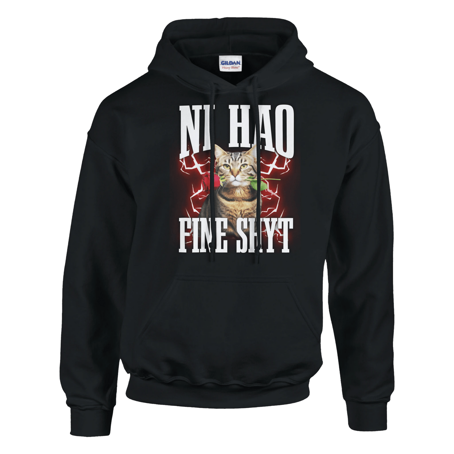 "Ni Hao Fine Shyt" Pullover Hoodie | Gildan® 18500 Meme T-Shirt | StalBea