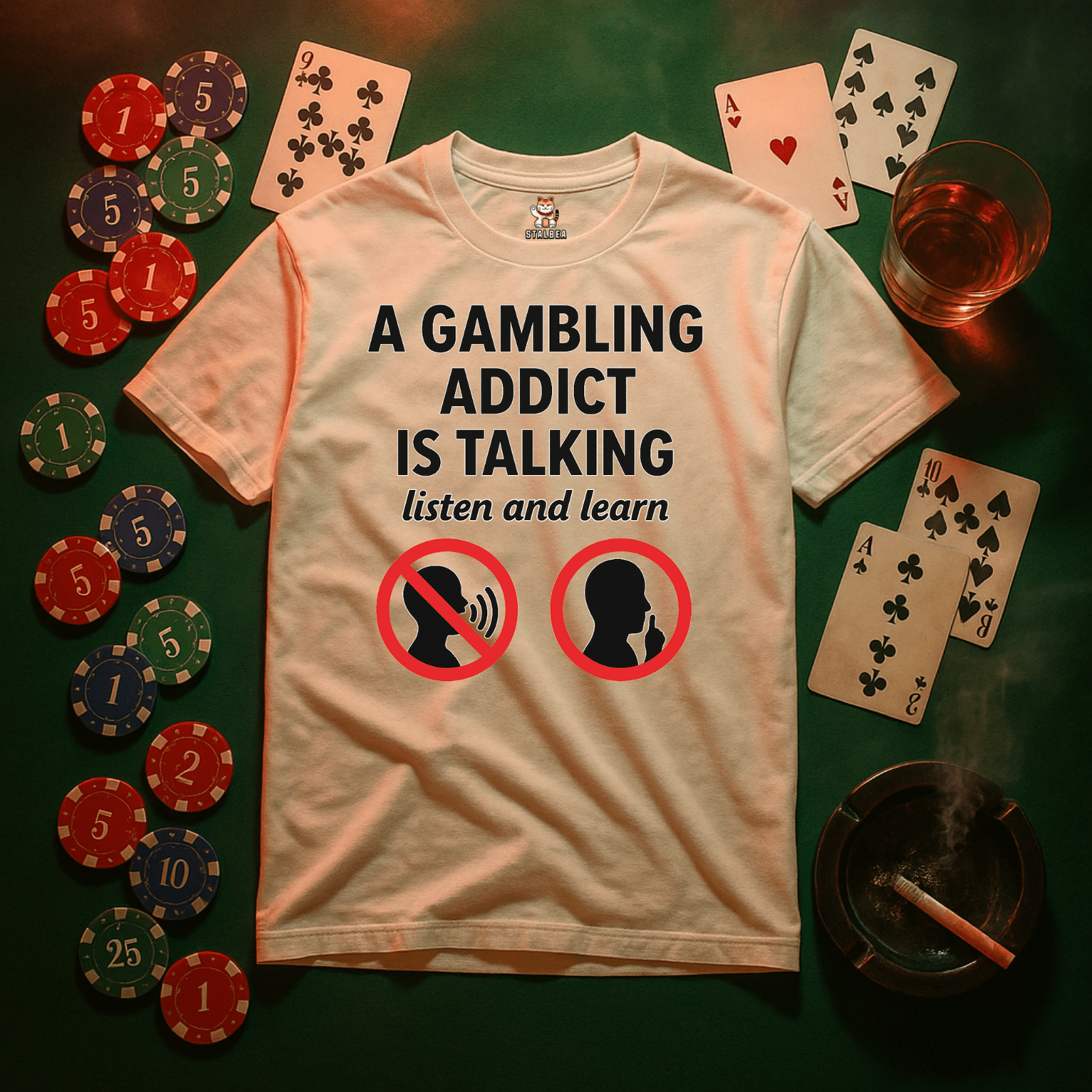 “A Gambling Addict Is Talking” Tee Meme T-Shirt | StalBea