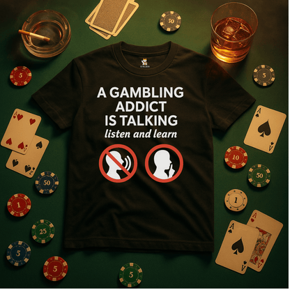 “A Gambling Addict Is Talking” Tee Meme T-Shirt | StalBea