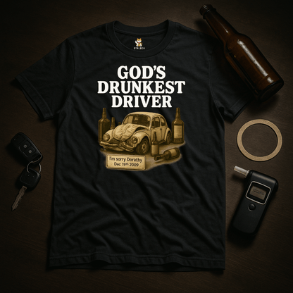 God’s Drunkest Driver 🚗💥 (PLAIN TEXT EDITION) Meme T-Shirt | StalBea