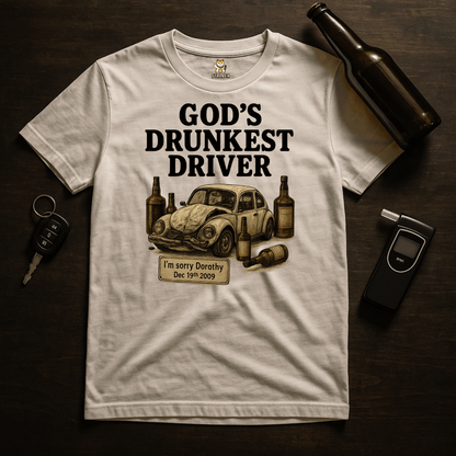 God’s Drunkest Driver 🚗💥 (PLAIN TEXT EDITION) Meme T-Shirt | StalBea