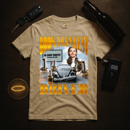 'God’s Drunkest Driver' Unisex Crewneck T-shirt Meme T-Shirt | StalBea
