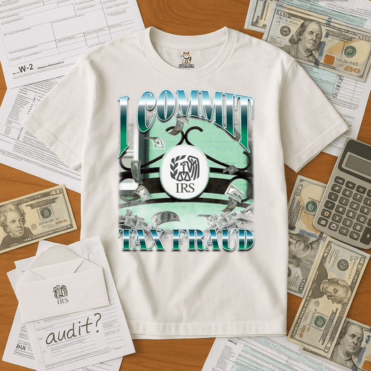'I Commit Tax Fraud' Unisex Crewneck T-shirt Meme T-Shirt | StalBea