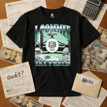 'I Commit Tax Fraud' Unisex Crewneck T-shirt Meme T-Shirt | StalBea