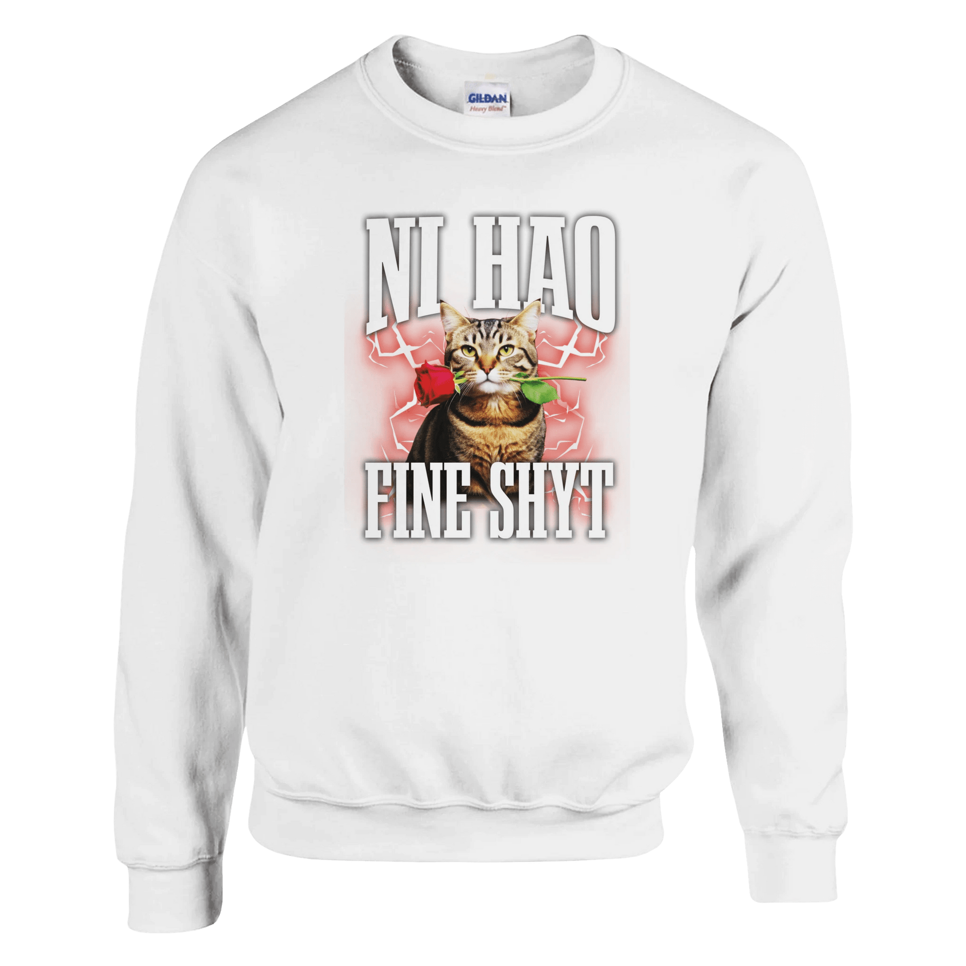 "Ni Hao Fine Shyt" Crewneck Sweatshirt | Gildan® 18000 Meme T-Shirt | StalBea