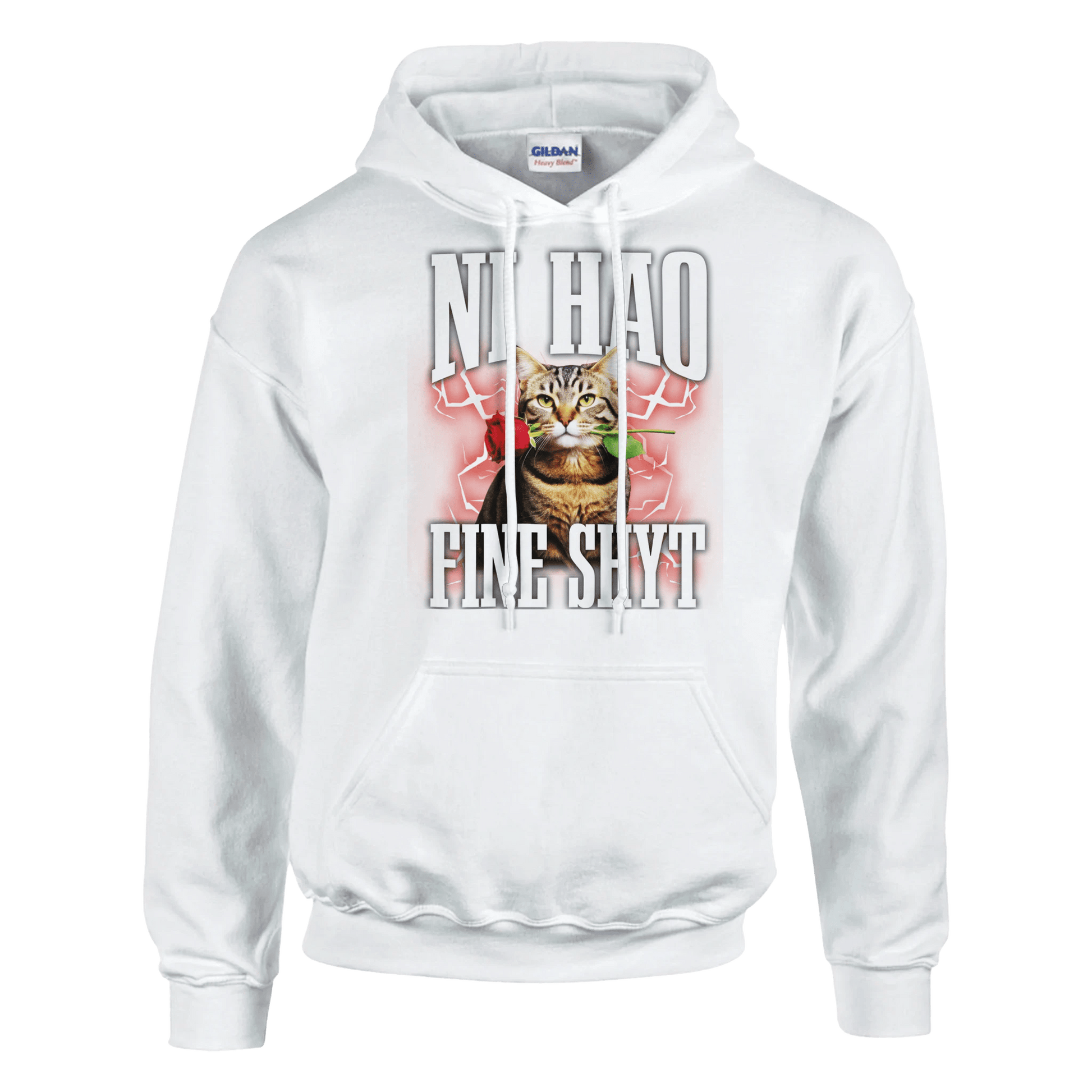"Ni Hao Fine Shyt" Pullover Hoodie | Gildan® 18500 Meme T-Shirt | StalBea